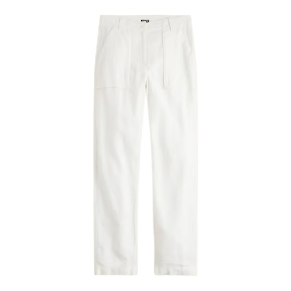 J Crew White Seaside Utility Cargo Pant Linen Blend Womens Size 14 Beach Casual - Picture 1 of 16